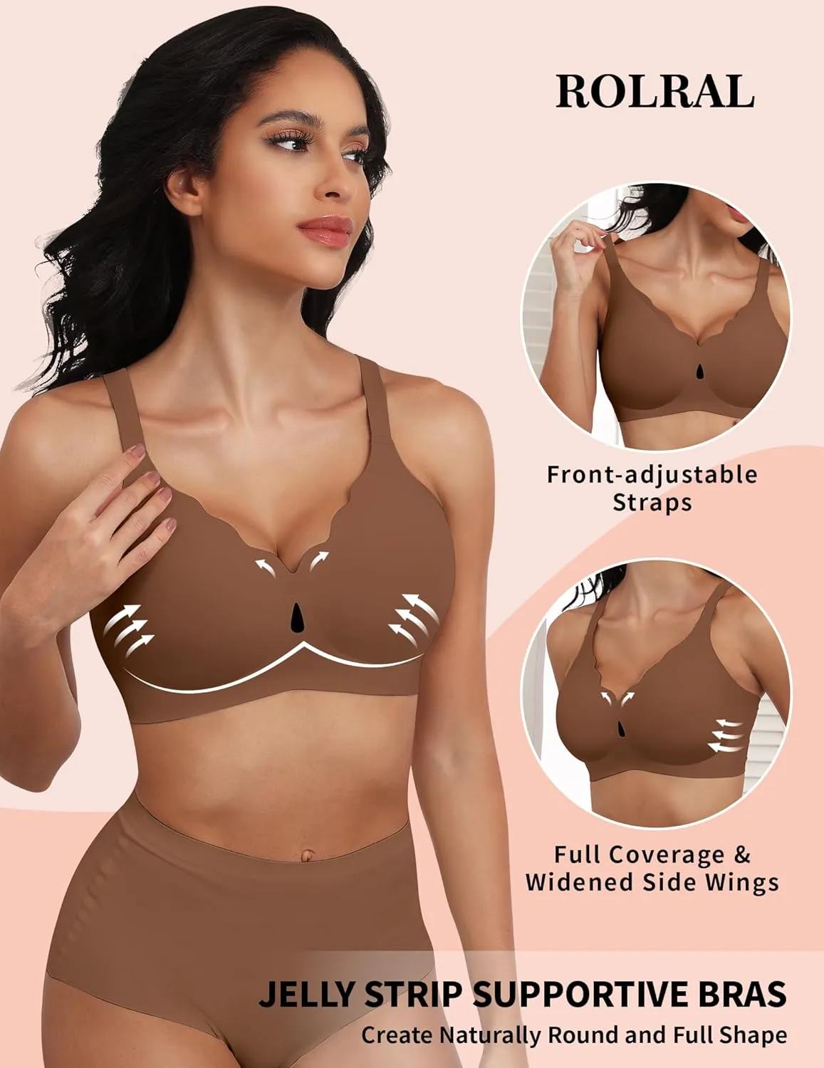 Wireless Bras for Women No Underwire Wave Push Up Seamless Full Coverage Bralettes Lift Everyday Bras