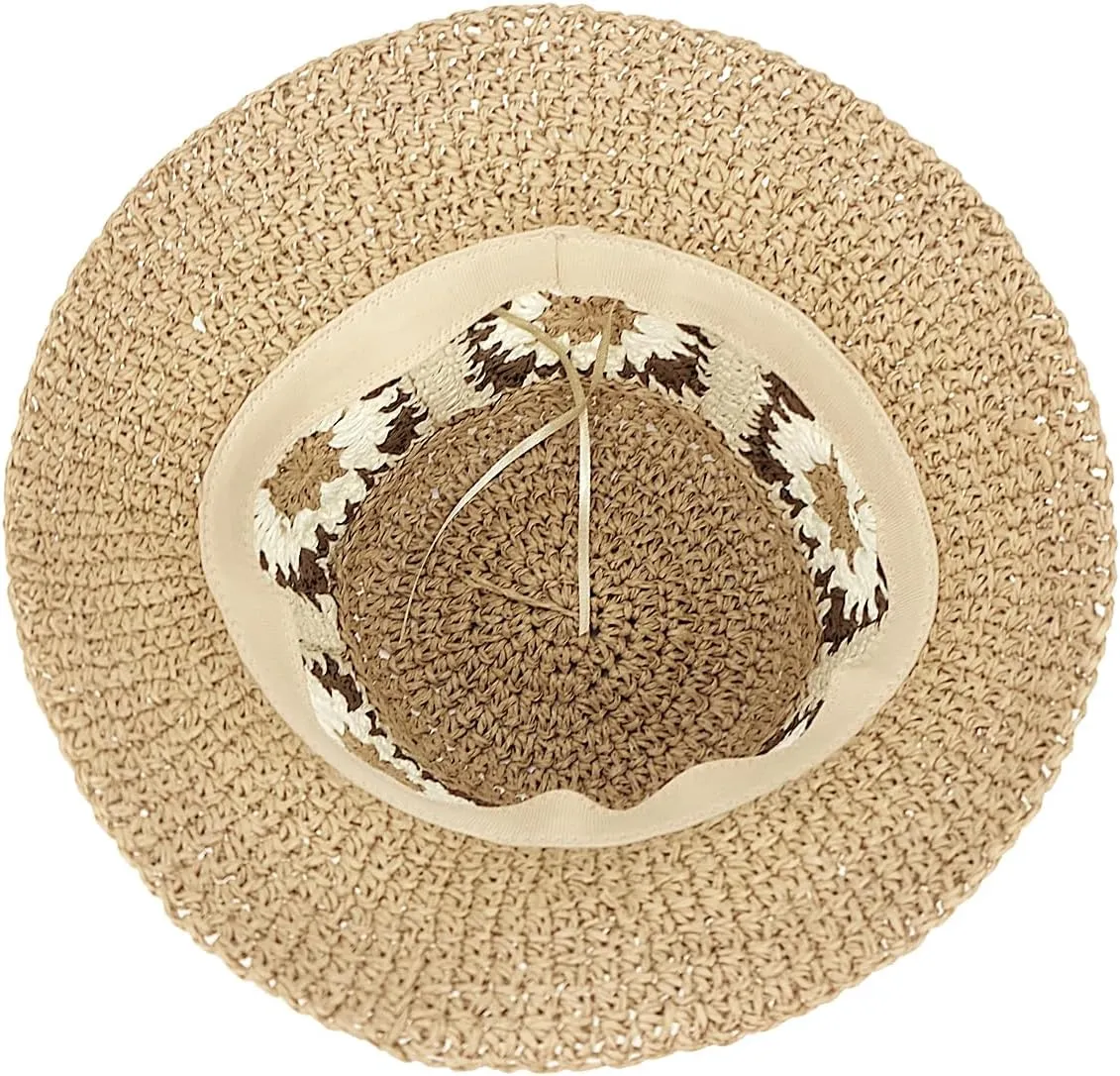 Women Straw Sun Hat Foldable Beach Hat Sunflower Floppy Bucket Hat