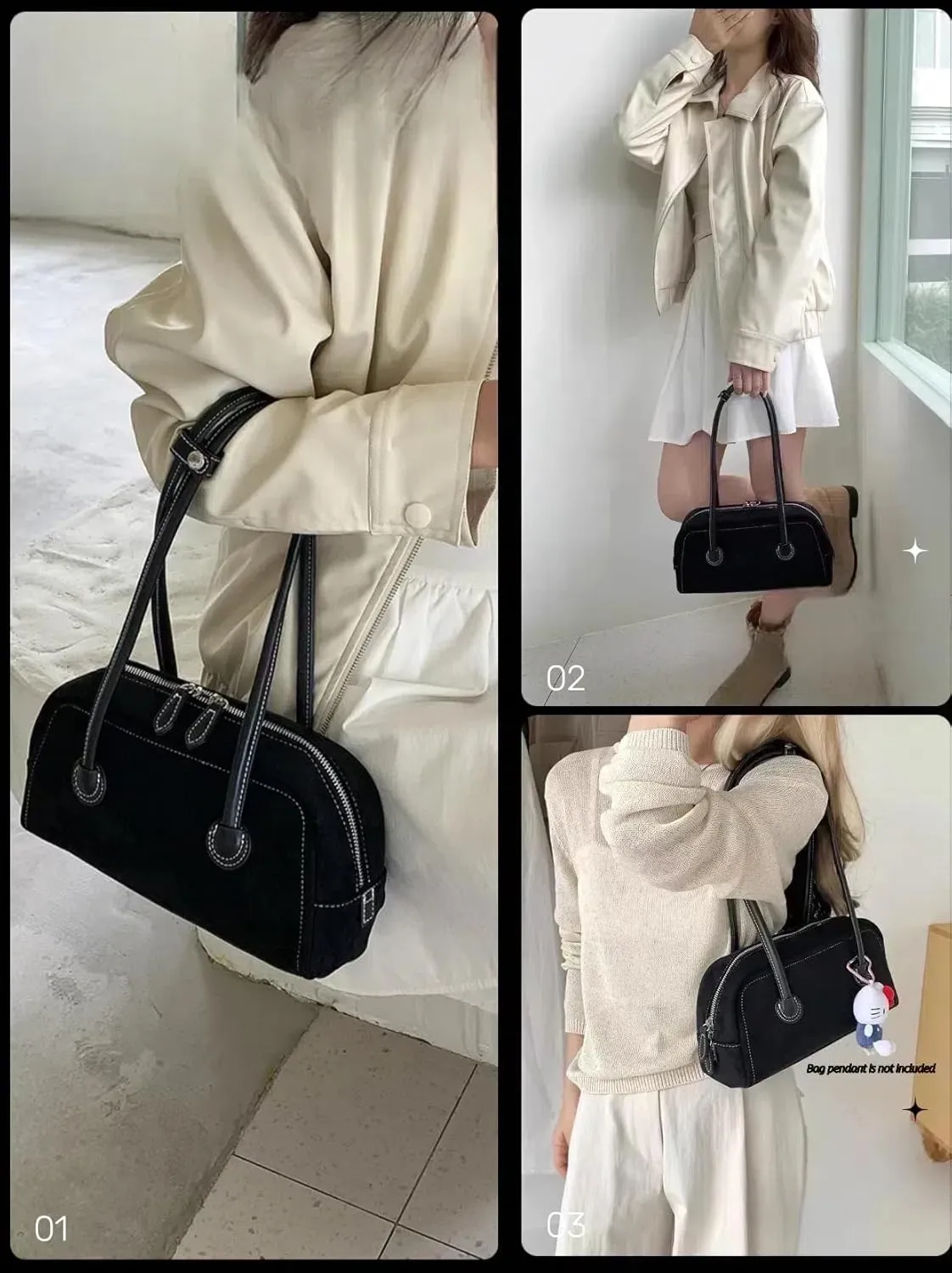 Women Suede Purse, Faux Leather Tote Bag Top Handle Bag Shopper, Shoulder Satchel Bag
