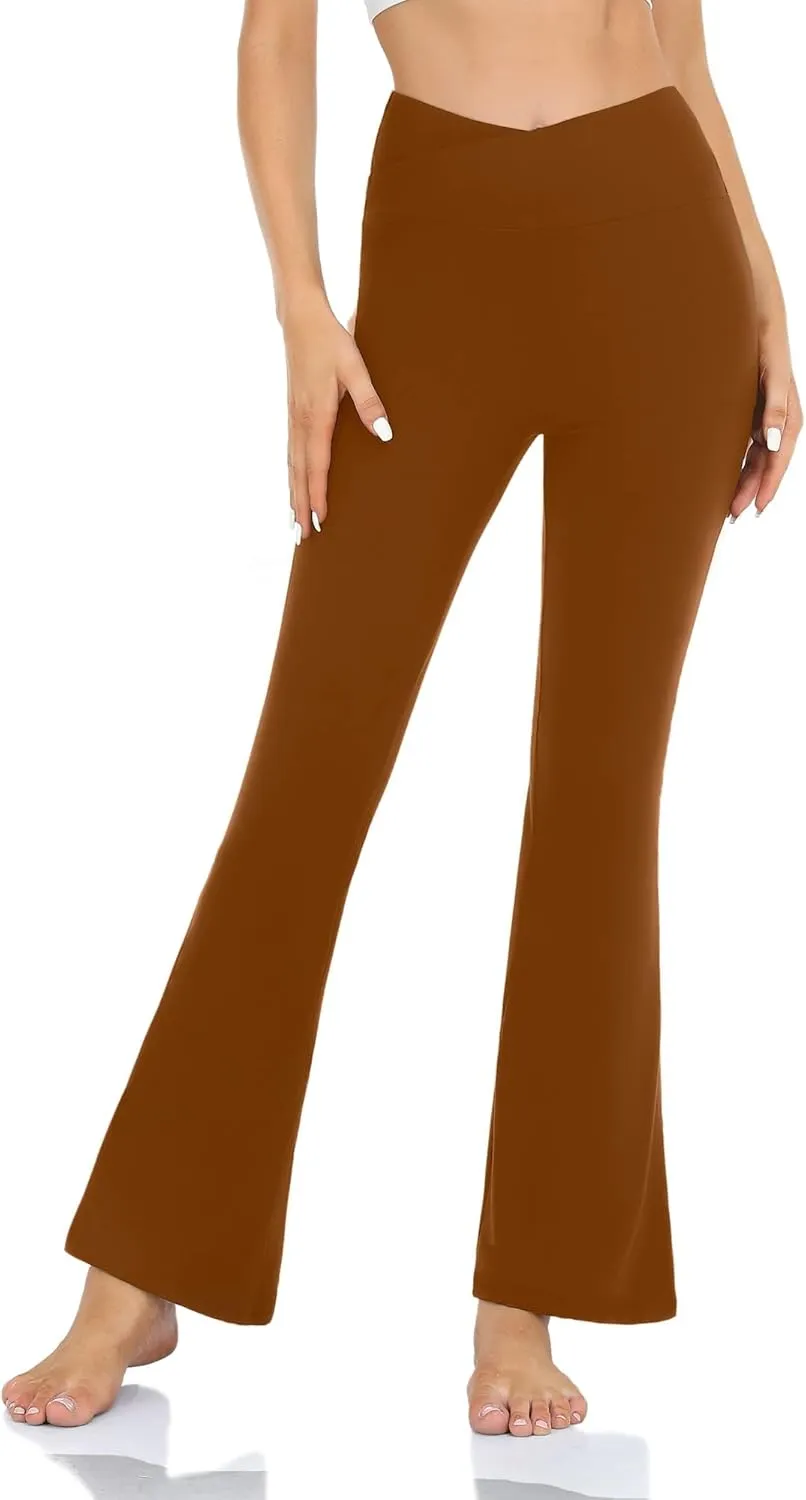 Women’s Bootcut Yoga Pants Tummy Control Flare Leggings High Waist Crossover Lounge Bell Bottom Jazz Dress Baseball Pants