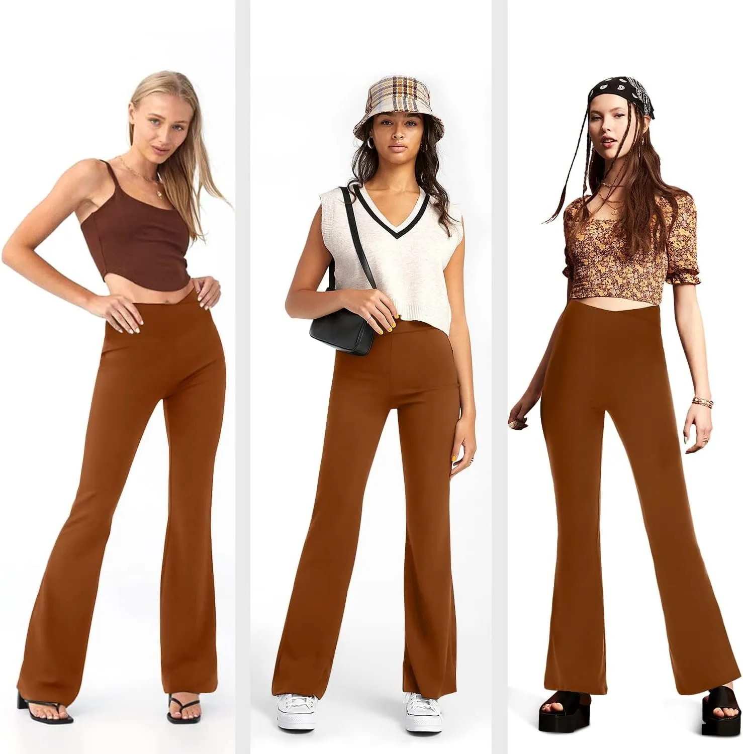Women’s Bootcut Yoga Pants Tummy Control Flare Leggings High Waist Crossover Lounge Bell Bottom Jazz Dress Baseball Pants
