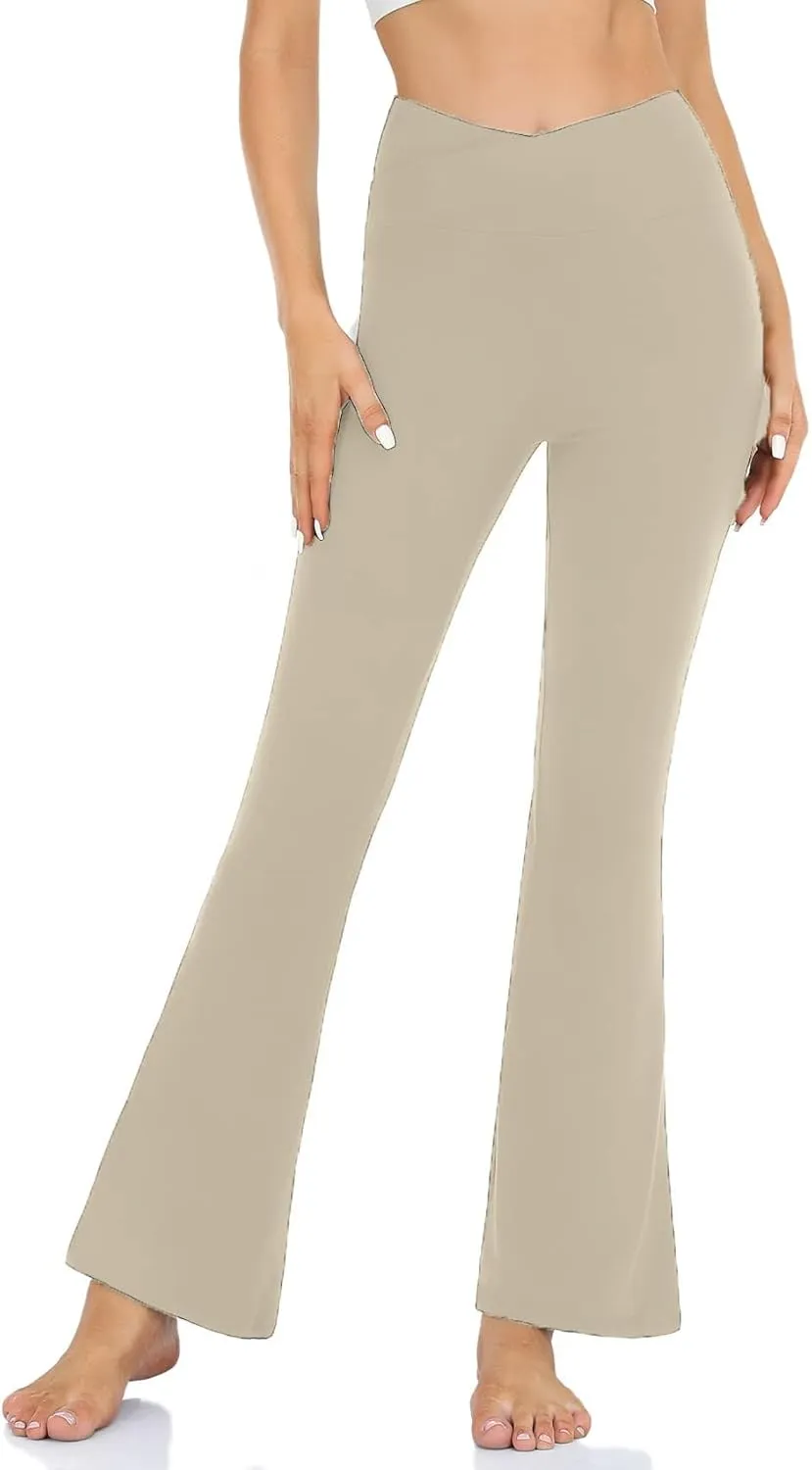 Women’s Bootcut Yoga Pants Tummy Control Flare Leggings High Waist Crossover Lounge Bell Bottom Jazz Dress Baseball Pants