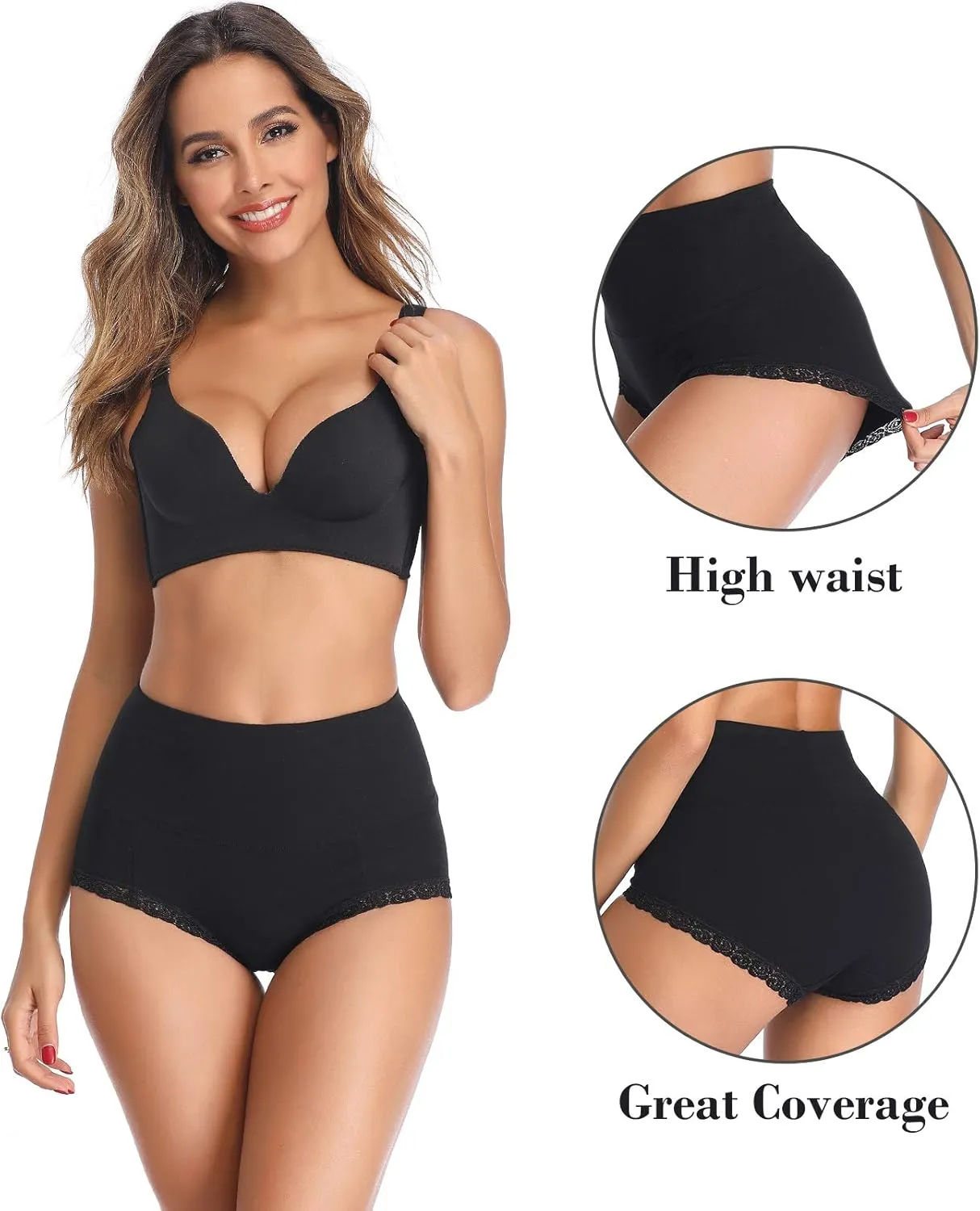 Women's Cotton Underwear,Ladies Soft Stretch Tummy Control Comfy No Muffin Panties Boyshorts