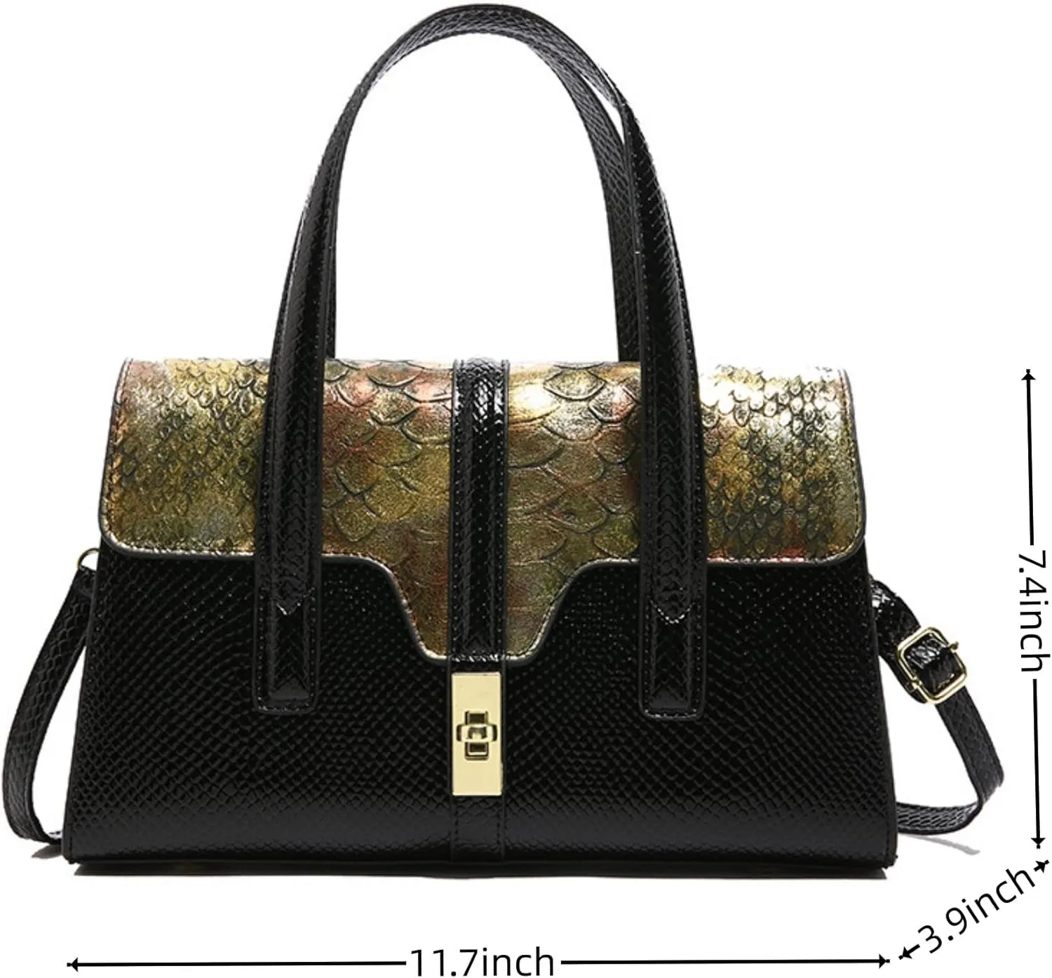 Womens Fashion Snakeskin Evening Handbag Top Handle Clutch Purse Chain Shoulder Cross-body Bag