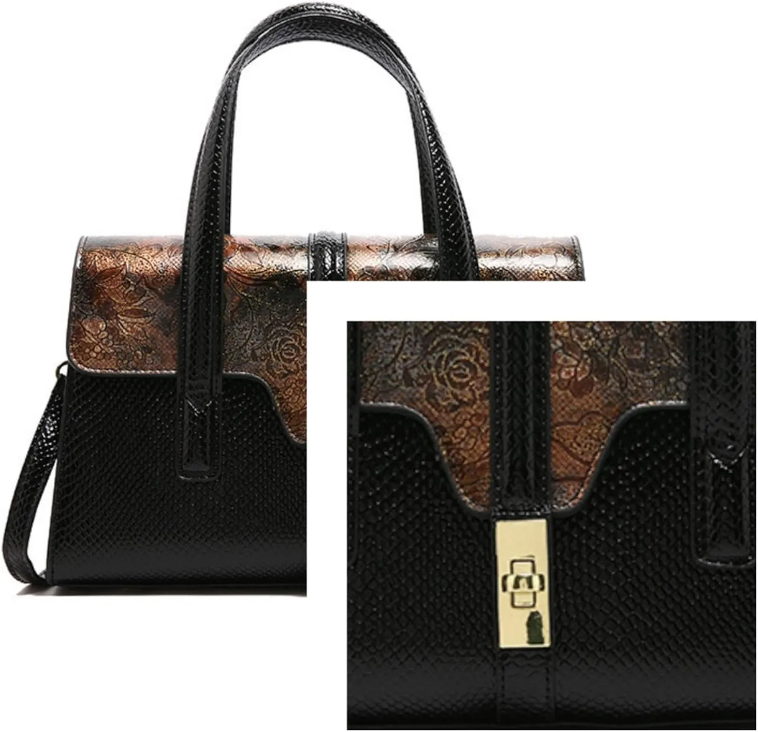 Womens Fashion Snakeskin Evening Handbag Top Handle Clutch Purse Chain Shoulder Cross-body Bag