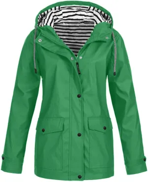 Womens Jacket Solid Hooded Jacket Windproof Outdoor Coat Plus Women's Coat Hooded Windbreaker Outdoor Trench Coat
