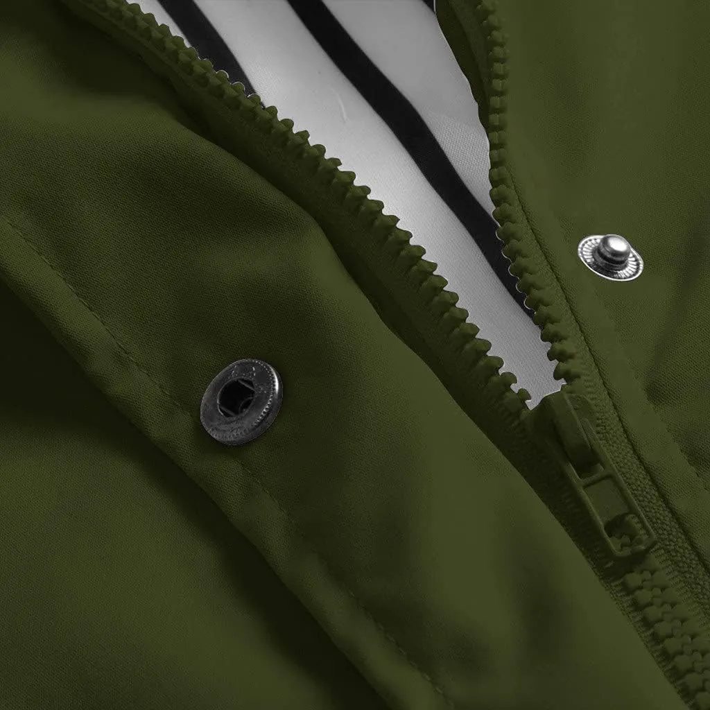Womens Jacket Solid Hooded Jacket Windproof Outdoor Coat Plus Women's Coat Hooded Windbreaker Outdoor Trench Coat