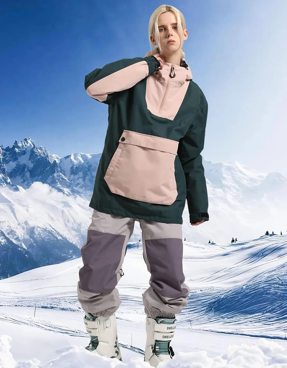 Womens Mens Ski Jackets Snowboard Coats Waterproof Windproof Pullover Jacket for Women Skiing Snowboarding Sports