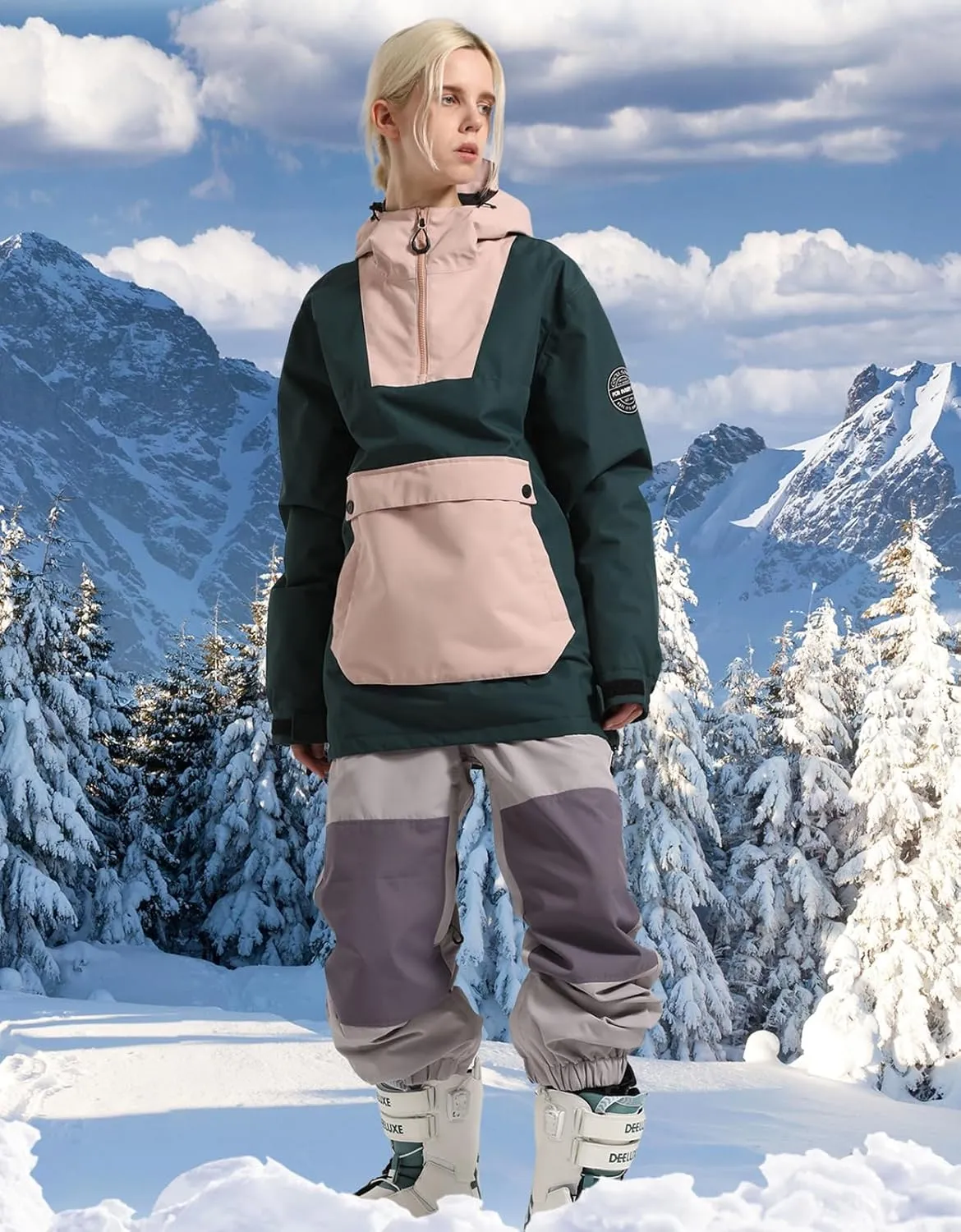 Womens Mens Ski Jackets Snowboard Coats Waterproof Windproof Pullover Jacket for Women Skiing Snowboarding Sports