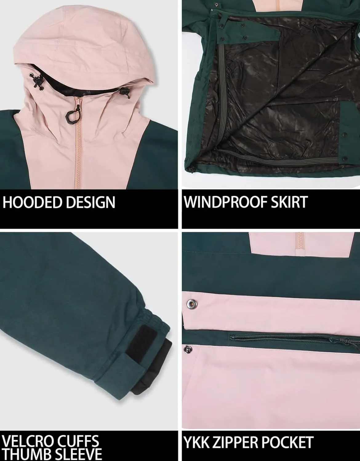 Womens Mens Ski Jackets Snowboard Coats Waterproof Windproof Pullover Jacket for Women Skiing Snowboarding Sports