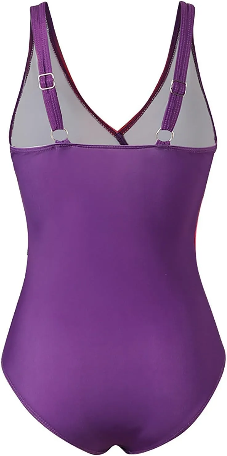 Women's One Piece Swimsuit One Women Elastic Swimwear High Low Push Up Slimming Swim Suit Double Straps Swimwear