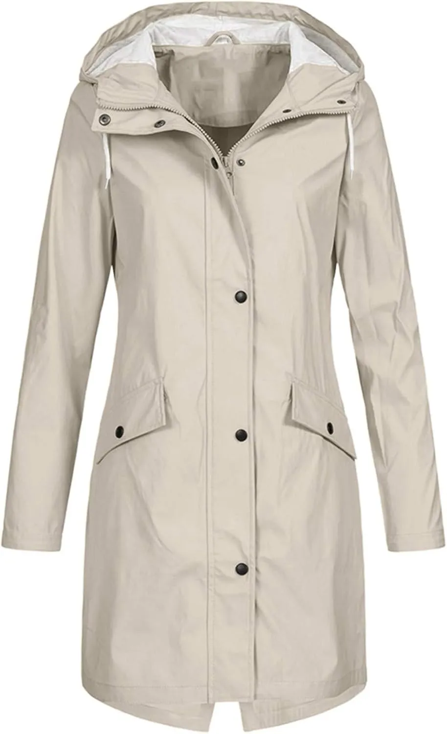 Womens Rain Jacket Solid Hooded Jacket Windproof Outdoor Coat Plus Women's Coat Water resistant Softshell Raincoat