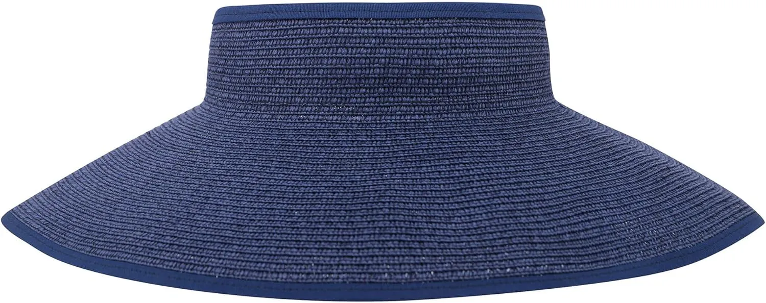 Womens Sun Hat Wide Brim Hats for Women Straw Sun Visors Roll Up Ponytail Beach Hats for Women
