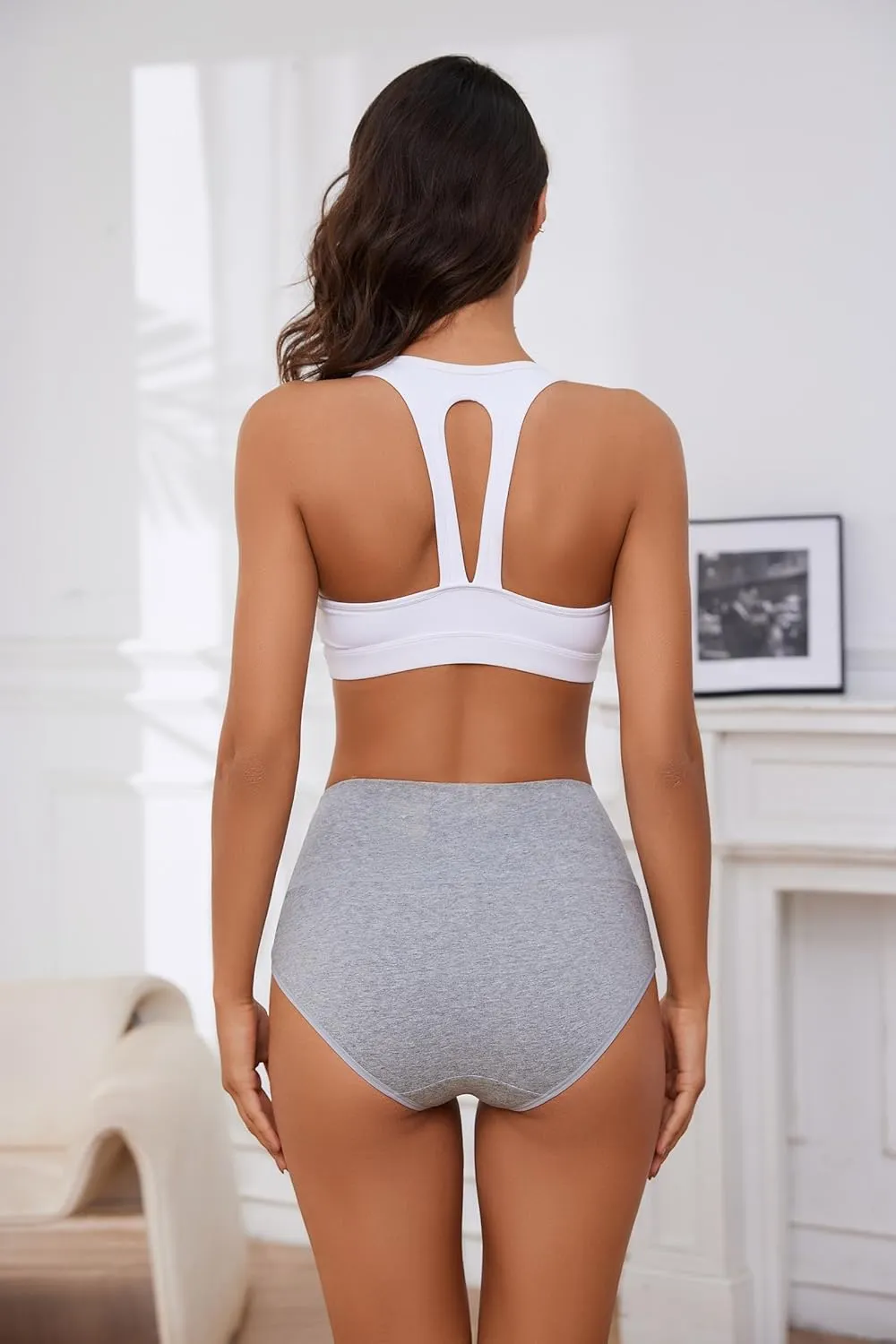 Womens Underwear Cotton Tummy Control High Waisted Underwear Soft Breathable Full Coverage Panties Multipack