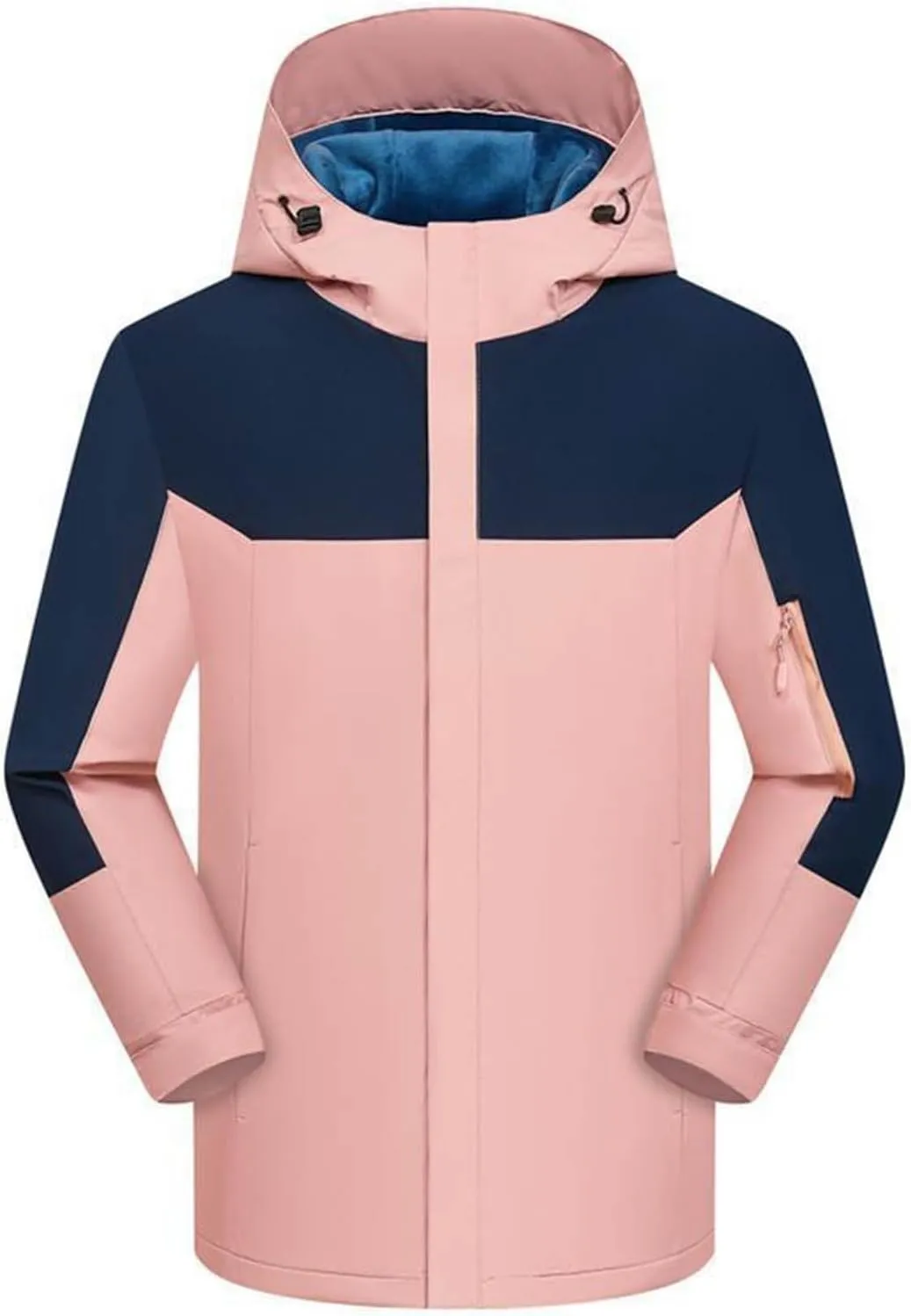 Women's Waterproof Ski Jackets Warm Long Sleeve Zip Pocket Hooded Jacket Windproof Hiking Jacket for Women Winter
