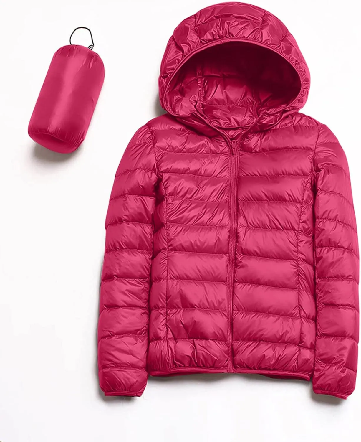 Women's Winter Zip Puffer Jacket Lightweight Packable Hooded Puffer Jacket Warm Down Coats Waterproof Ski Jackets