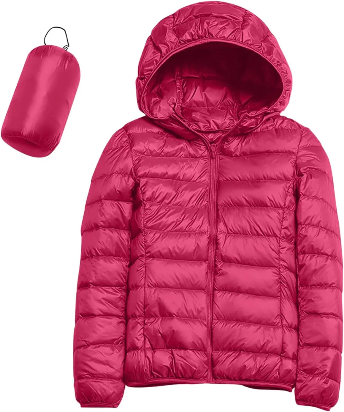 Women's Winter Zip Puffer Jacket Lightweight Packable Hooded Puffer Jacket Warm Down Coats Waterproof Ski Jackets