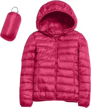 Women's Winter Zip Puffer Jacket Lightweight Packable Hooded Puffer Jacket Warm Down Coats Waterproof Ski Jackets