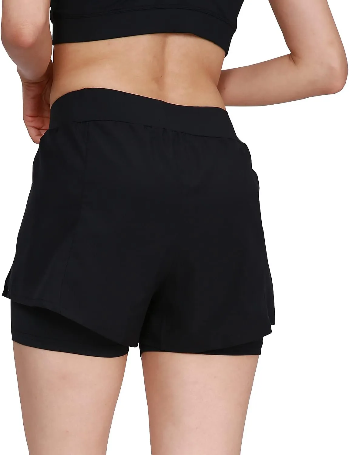 Women's Workout-Running-Shorts Quick-Dry Yoga-Shorts - 2 in 1 Athletic Gym Training Biker Shorts for Women with Liner
