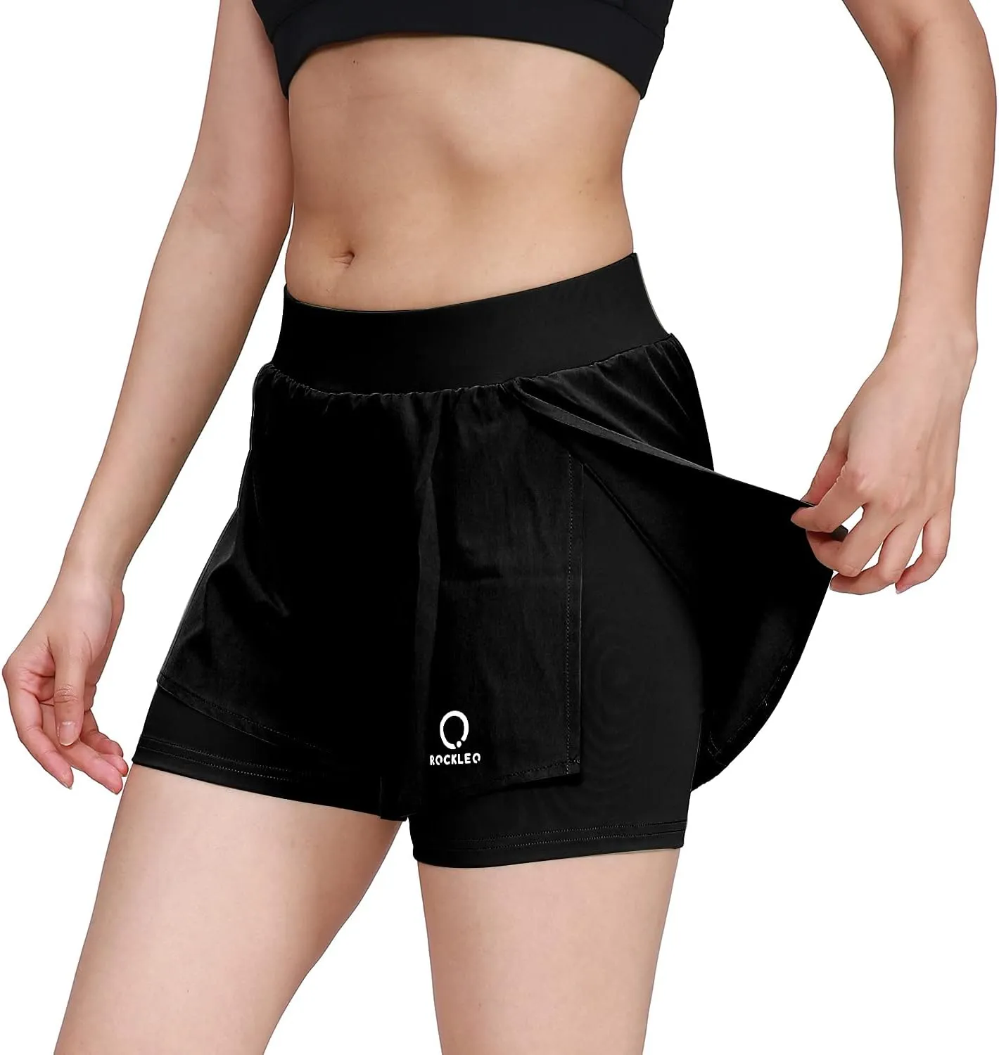 Women's Workout-Running-Shorts Quick-Dry Yoga-Shorts - 2 in 1 Athletic Gym Training Biker Shorts for Women with Liner