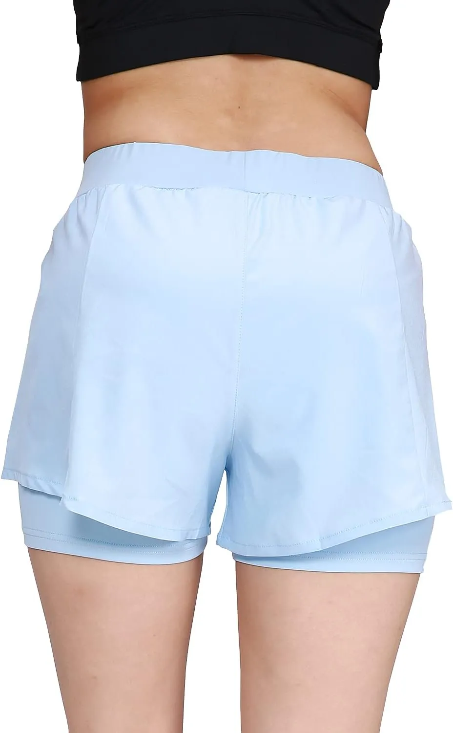 Women's Workout-Running-Shorts Quick-Dry Yoga-Shorts - 2 in 1 Athletic Gym Training Biker Shorts for Women with Liner