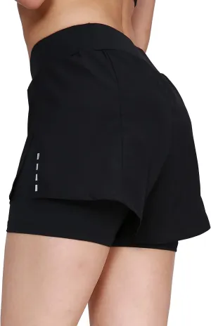 Women's Workout-Running-Shorts Quick-Dry Yoga-Shorts - 2 in 1 Athletic Gym Training Biker Shorts for Women with Liner