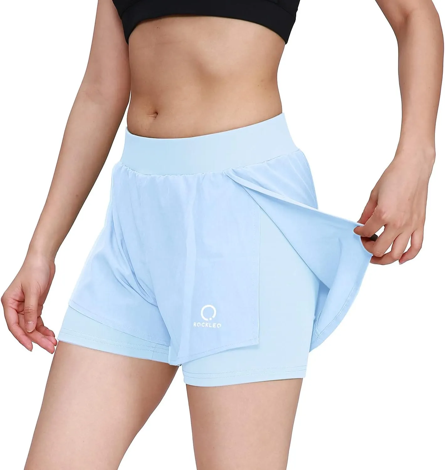 Women's Workout-Running-Shorts Quick-Dry Yoga-Shorts - 2 in 1 Athletic Gym Training Biker Shorts for Women with Liner