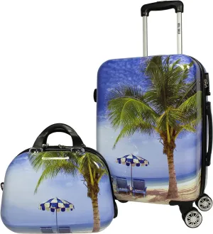 World Traveler Palm Tree Hardside 2-Piece Carry-On Spinner Luggage Set, One_Size