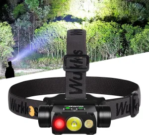Wurkkos HD50 4000 Lumens LED Headlamp with Red Light,90CRI 5000K 6-Light Modes Magnetic Head Light with Double Electronic Switch,IP67 Waterproof Head Lamp Adjustable Headstrap for Camping Repairing