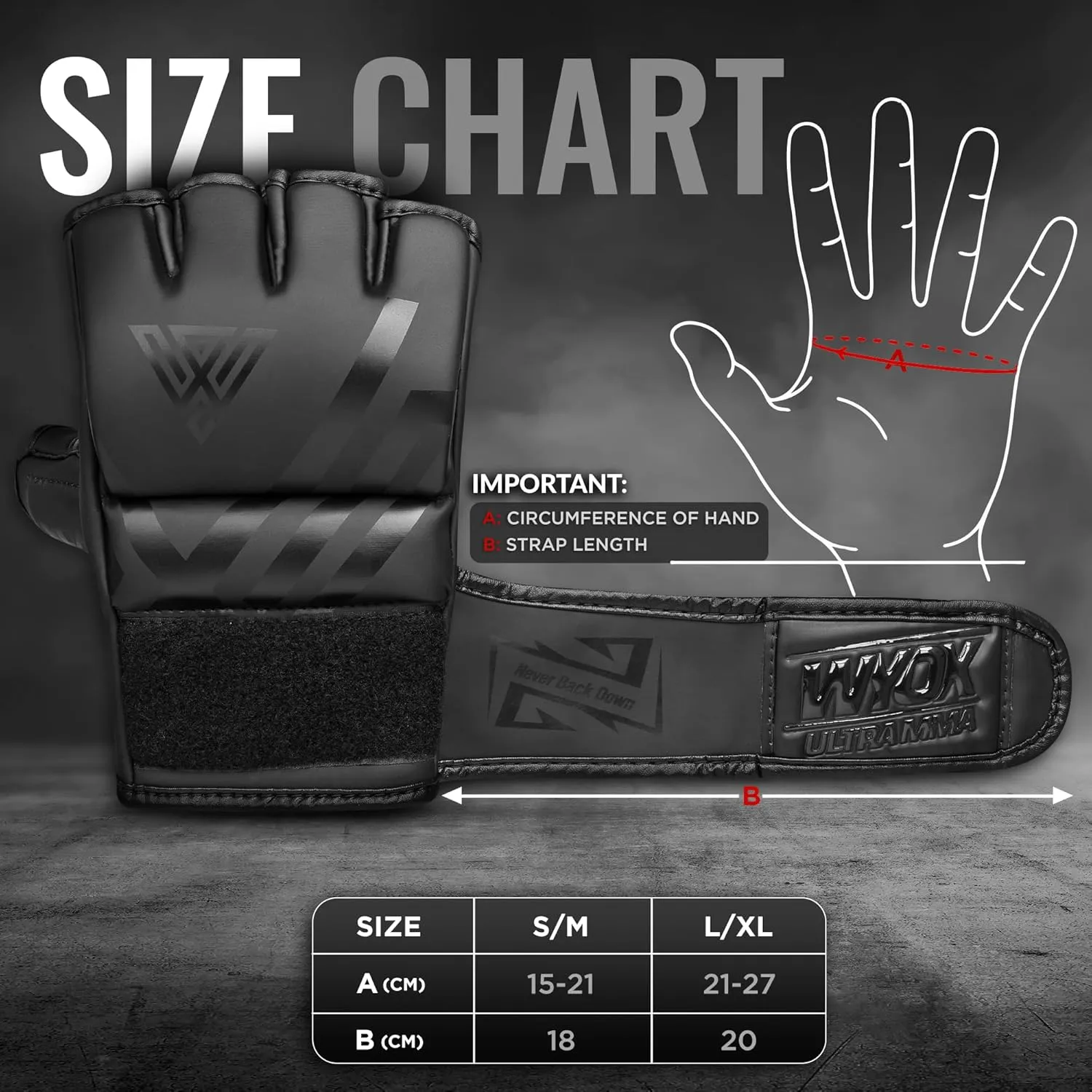 WYOX MMA Gloves for Men & Women – Grappling & Sparring Boxing Gloves with Open Palm Design, Padded Fingerless Training Gloves for Kickboxing, Muay Thai, Youth & Heavy Bag Workouts