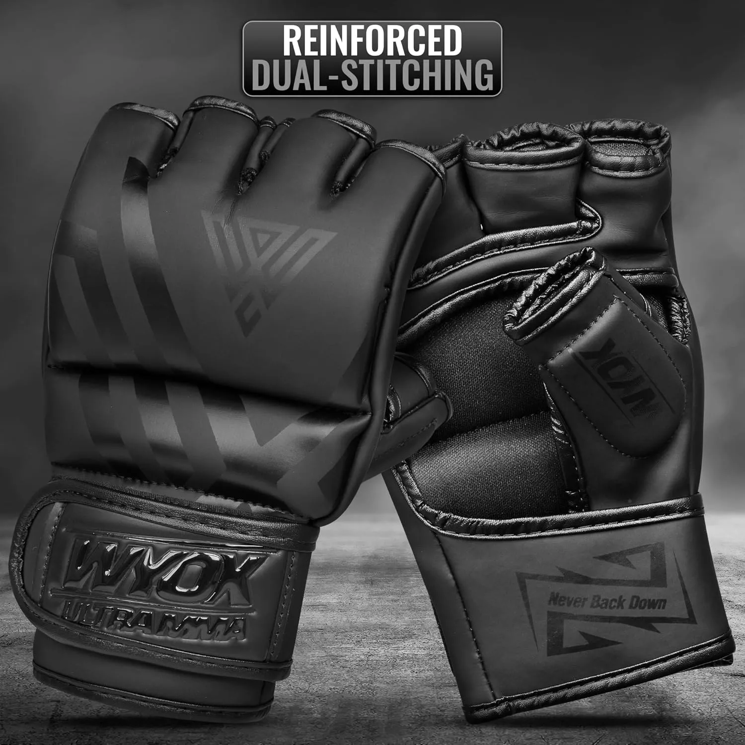 WYOX MMA Gloves for Men & Women – Grappling & Sparring Boxing Gloves with Open Palm Design, Padded Fingerless Training Gloves for Kickboxing, Muay Thai, Youth & Heavy Bag Workouts