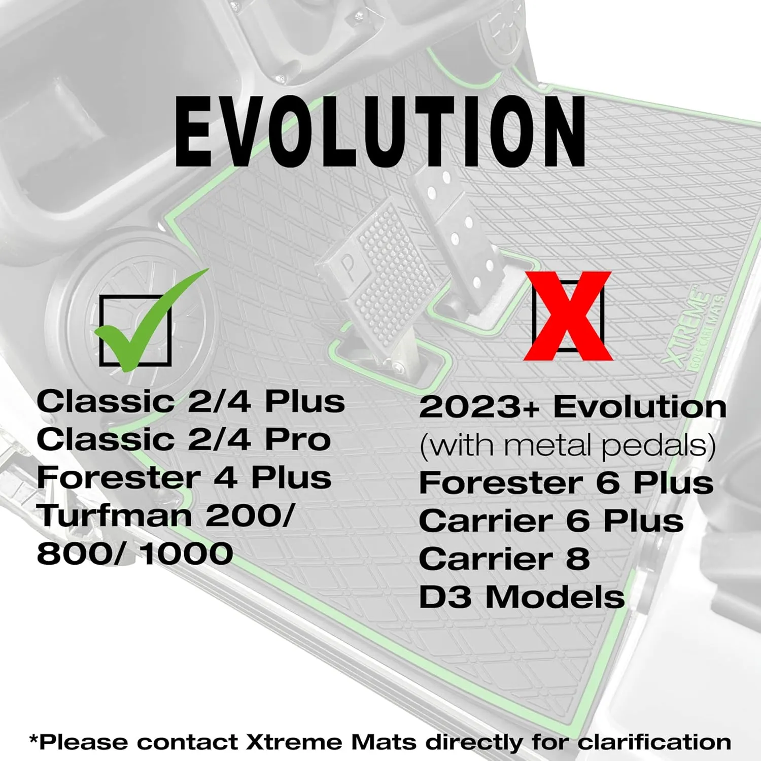 Xtreme Mats Evolution Golf Cart Floor Mat, Full Coverage Golf Cart Liner Protects OEM Flooring - Only Fits Evolution Classic Plus/Classic Pro/Forester/Turfman Carts (2022 and Prior) - All Black