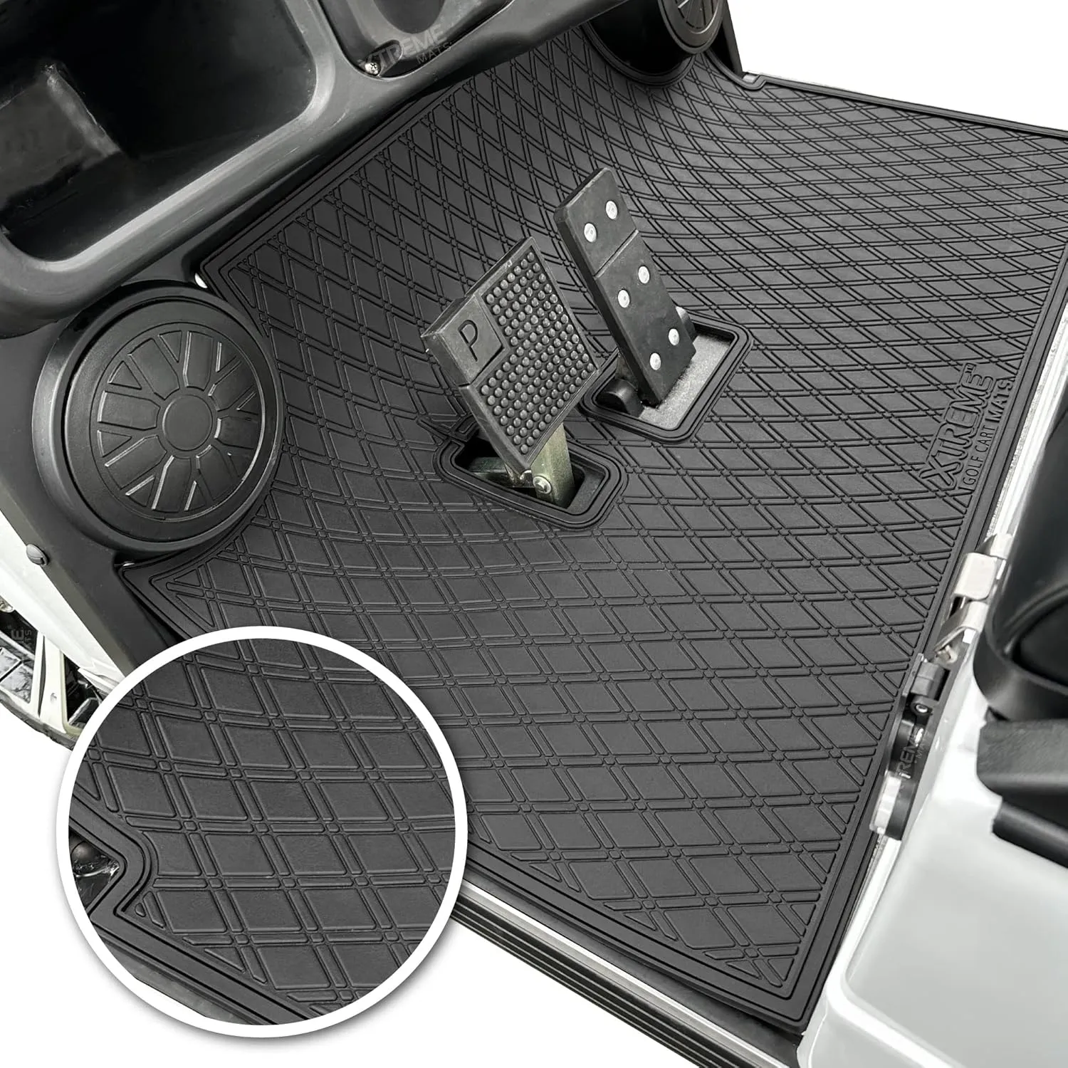 Xtreme Mats Evolution Golf Cart Floor Mat, Full Coverage Golf Cart Liner Protects OEM Flooring - Only Fits Evolution Classic Plus/Classic Pro/Forester/Turfman Carts (2022 and Prior) - All Black