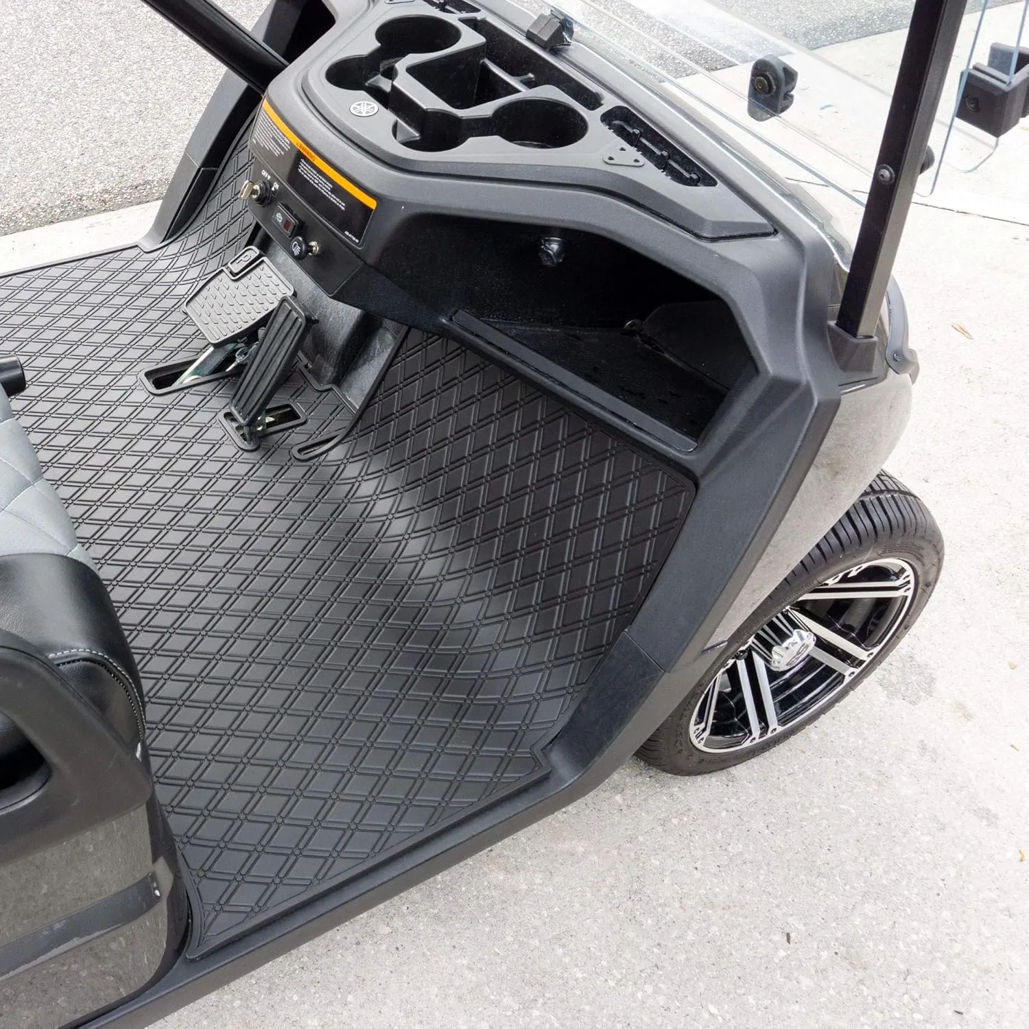 Xtreme Mats Full Coverage Rubber Golf Cart Floor Mat Compatible with Yamaha Brand Golf Carts Drive2 EFI QuieTech (All Black)