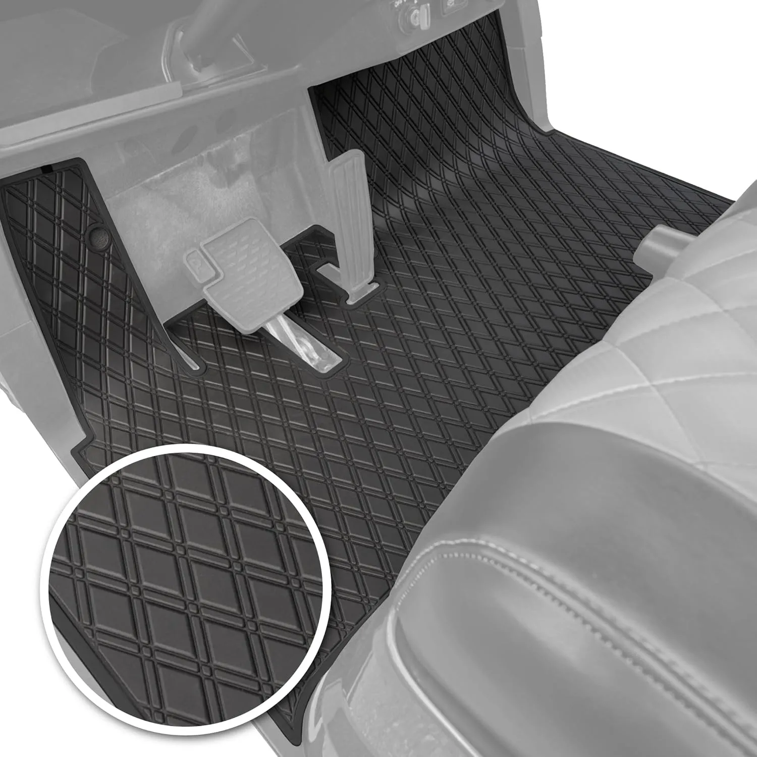 Xtreme Mats Full Coverage Rubber Golf Cart Floor Mat Compatible with Yamaha Brand Golf Carts Drive2 EFI QuieTech (All Black)