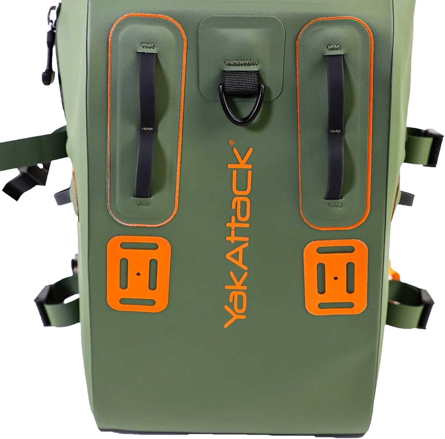YakAttack 28L BackWater DryPak Waterproof Backpack - Green/Orange | Dry Bag Backpack for Kayaking, Fishing & Hiking | Floating Waterproof Bag | Lightweight Outdoor Marine Gear | 10" x 22" x 12"
