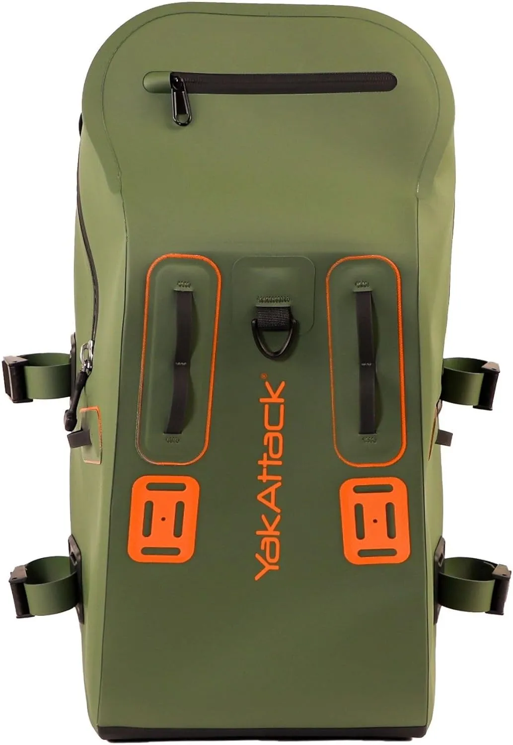 YakAttack 28L BackWater DryPak Waterproof Backpack - Green/Orange | Dry Bag Backpack for Kayaking, Fishing & Hiking | Floating Waterproof Bag | Lightweight Outdoor Marine Gear | 10" x 22" x 12"