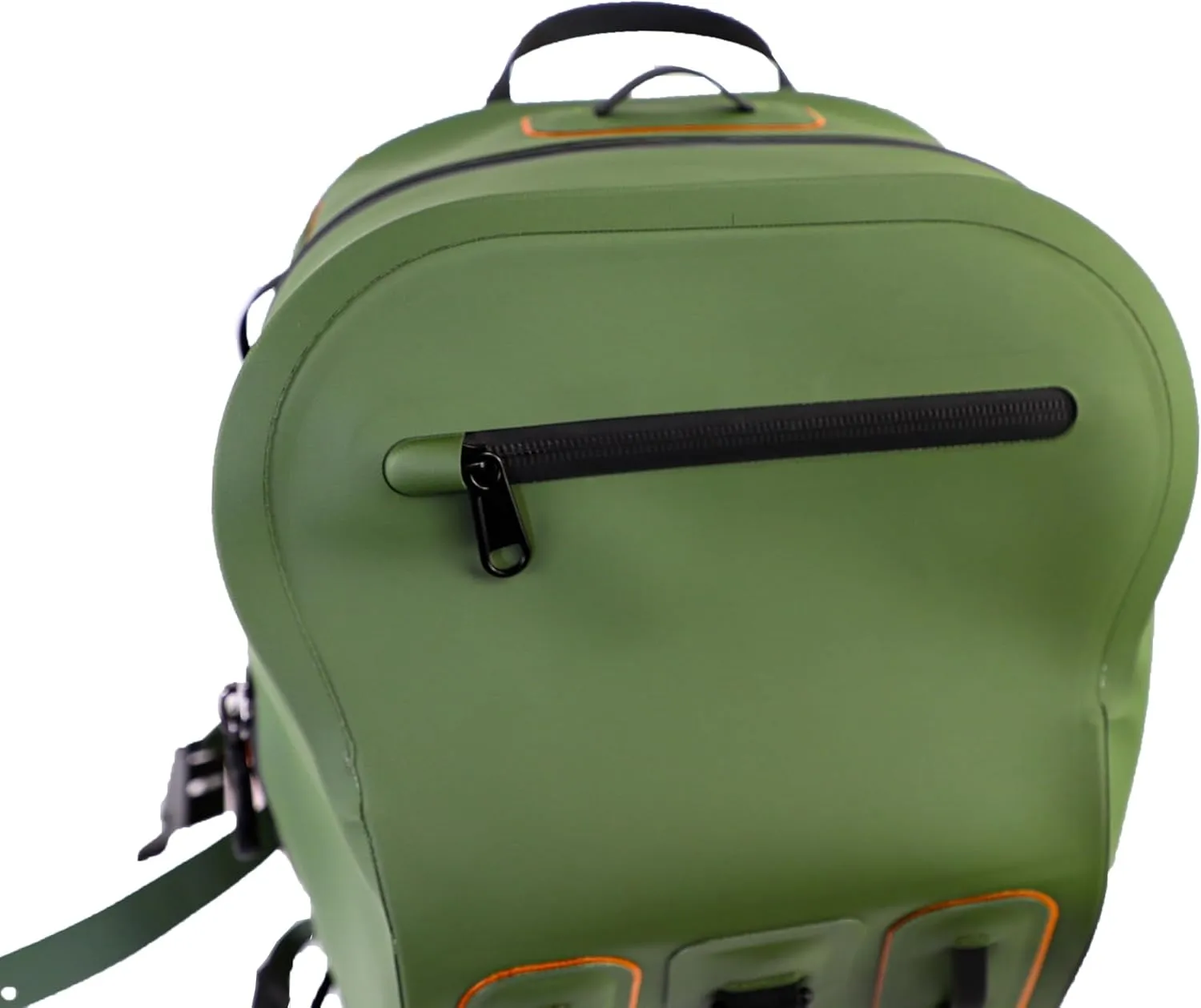 YakAttack 28L BackWater DryPak Waterproof Backpack - Green/Orange | Dry Bag Backpack for Kayaking, Fishing & Hiking | Floating Waterproof Bag | Lightweight Outdoor Marine Gear | 10" x 22" x 12"