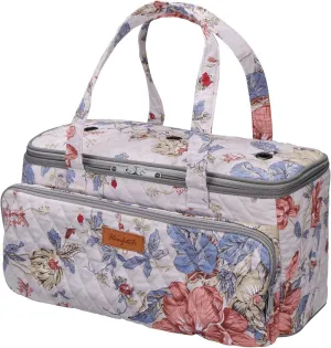 Yarn Bag-Large Size-Yarn Storage Organizer with Grommets-Portable Crochet Bag for Yarn Skeins-Crochet Hooks-Knitting Needles -Other Accessories (Flower-White)