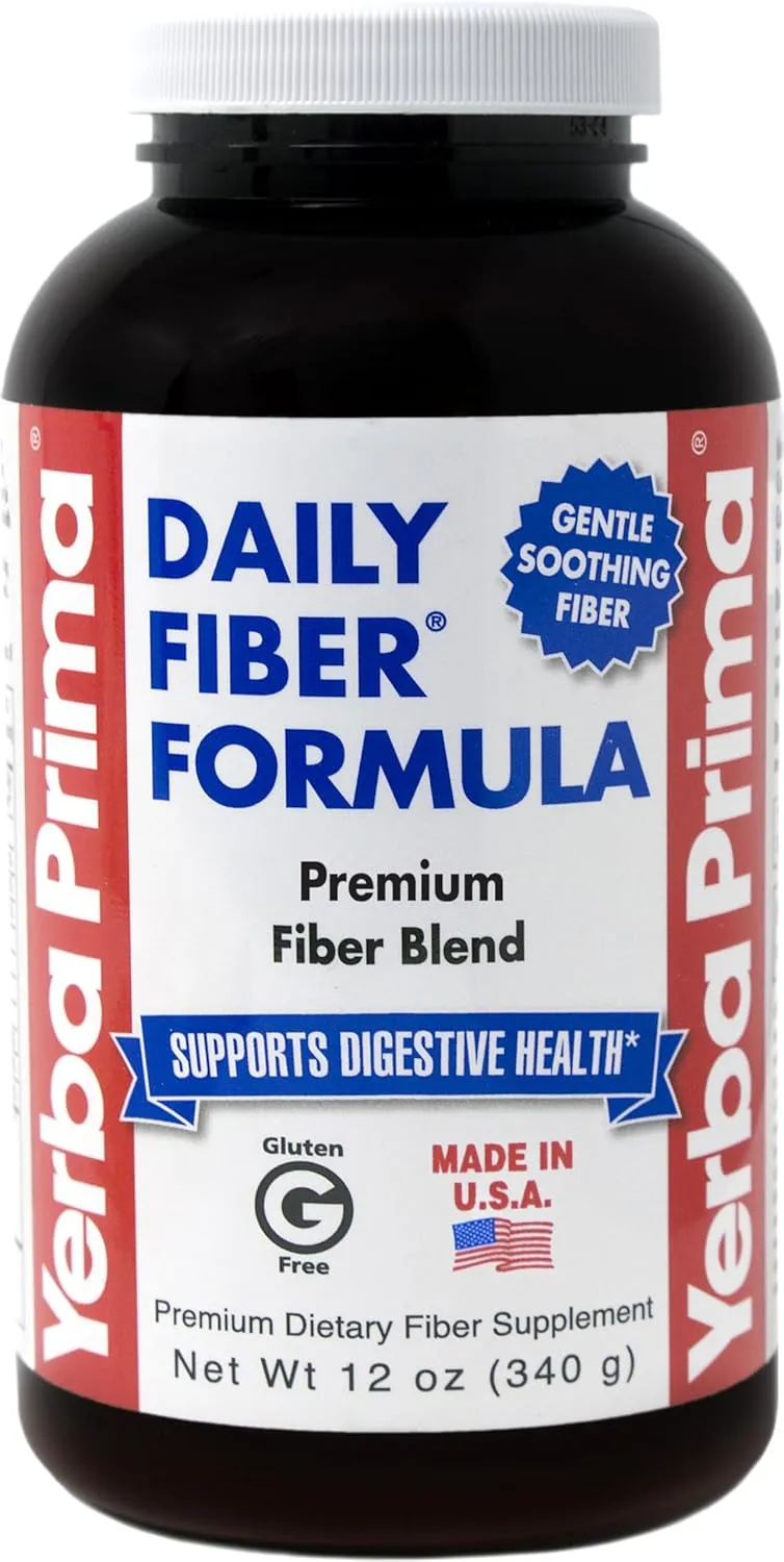 Yerba Prima Daily Fiber Formula Powder - 12 oz - Digestive Support Supplement - Soluble & Insoluble Dietary Fiber Supplement - Vegan, Non-GMO, Gluten-Free