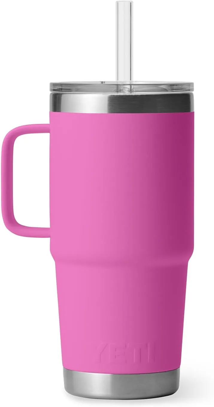 YETI Rambler 25 oz Straw Mug, Vacuum Insulated, Stainless Steel, Wildflower Fuchsia