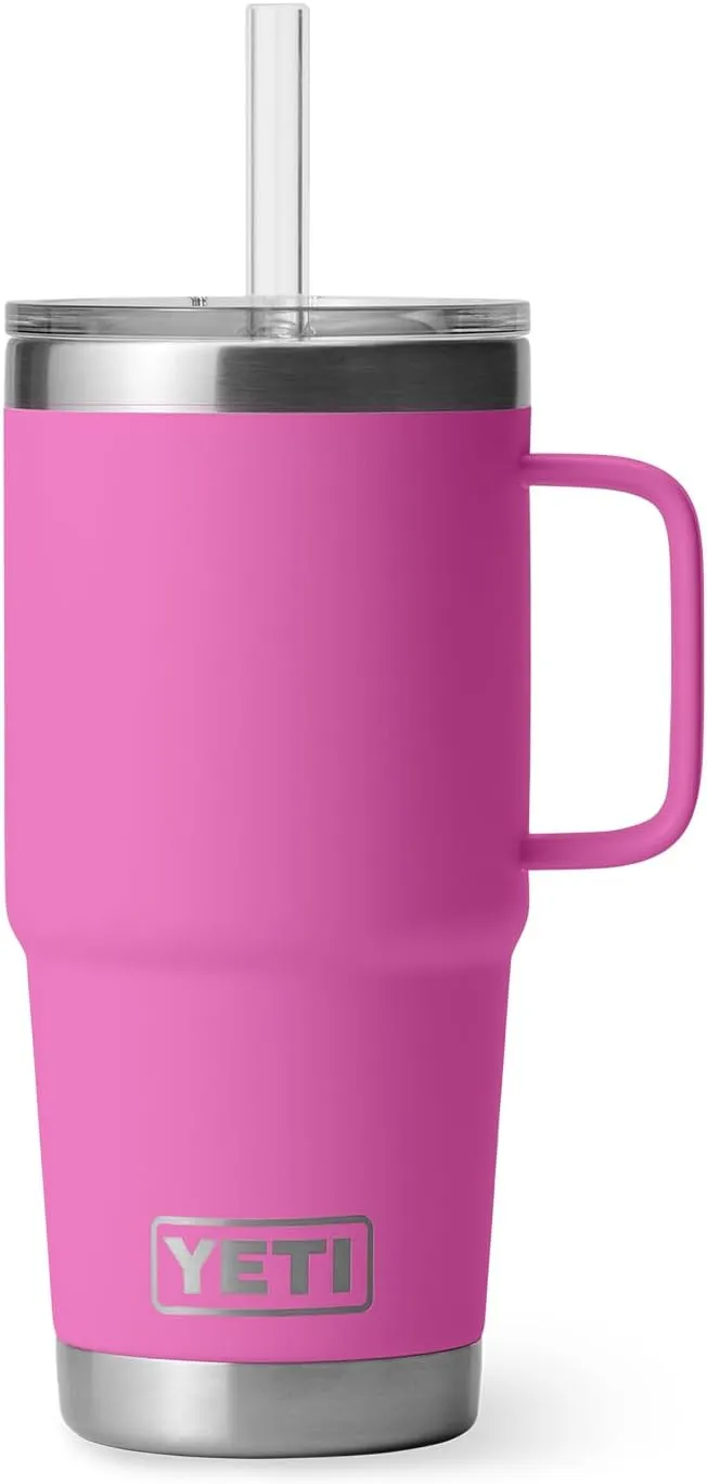 YETI Rambler 25 oz Straw Mug, Vacuum Insulated, Stainless Steel, Wildflower Fuchsia