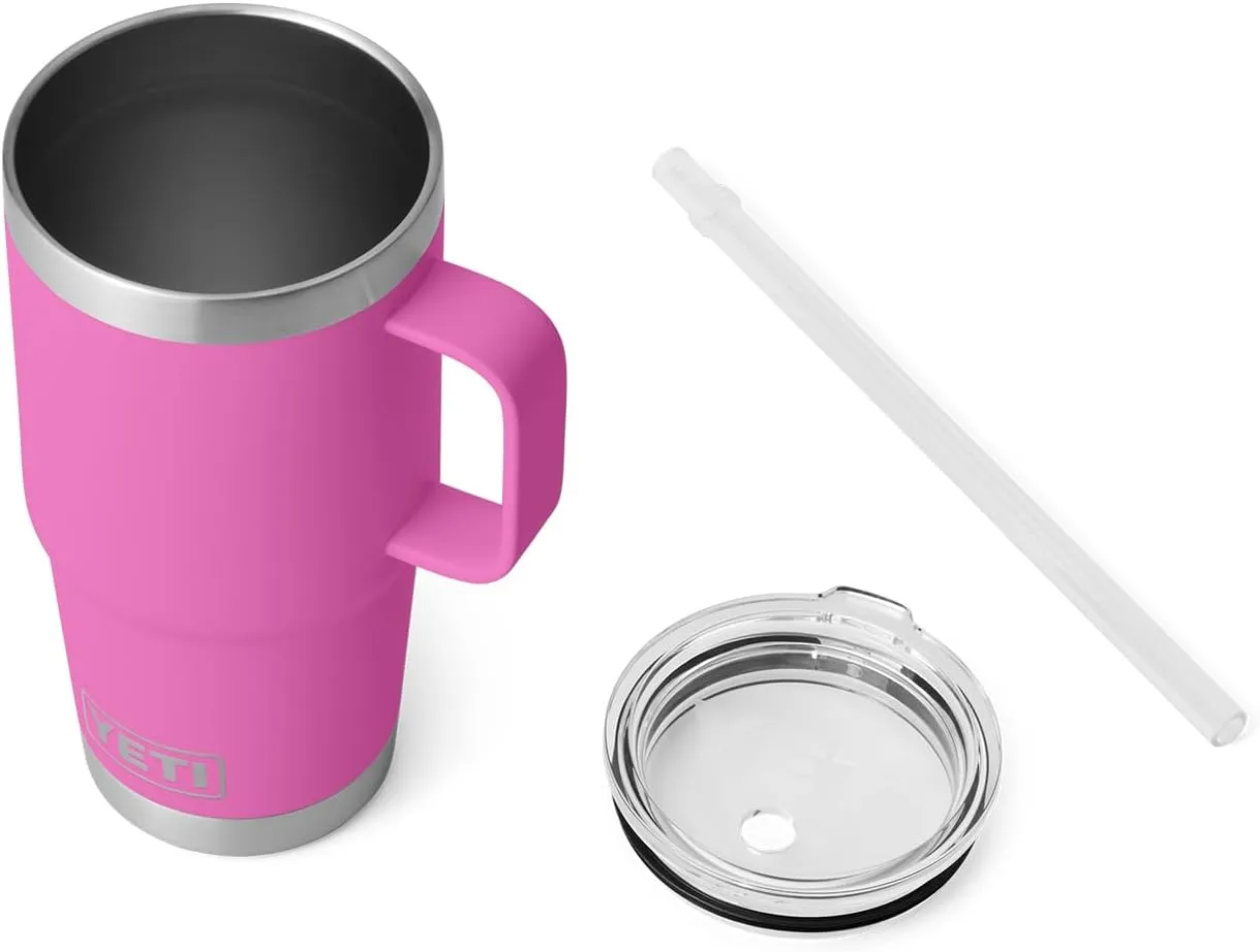 YETI Rambler 25 oz Straw Mug, Vacuum Insulated, Stainless Steel, Wildflower Fuchsia