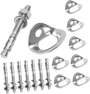Yiju 8X Rock Climbing Anchor Hangers Climbing Wall Bolts Hanging Rings High Load Bearing Pitons Steel for Rigging Device