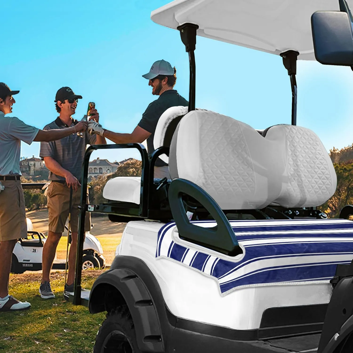 YOKYHOM Golf Cart Seat Covers, Classic Style Golf Cart Seat Towel Blanket Keeps Seat Comfortable and Clean, 100% Microfiber, Suits Yamaha, EZGO, Club Car and More 2-Seat Golf Carts, 51''x 31''