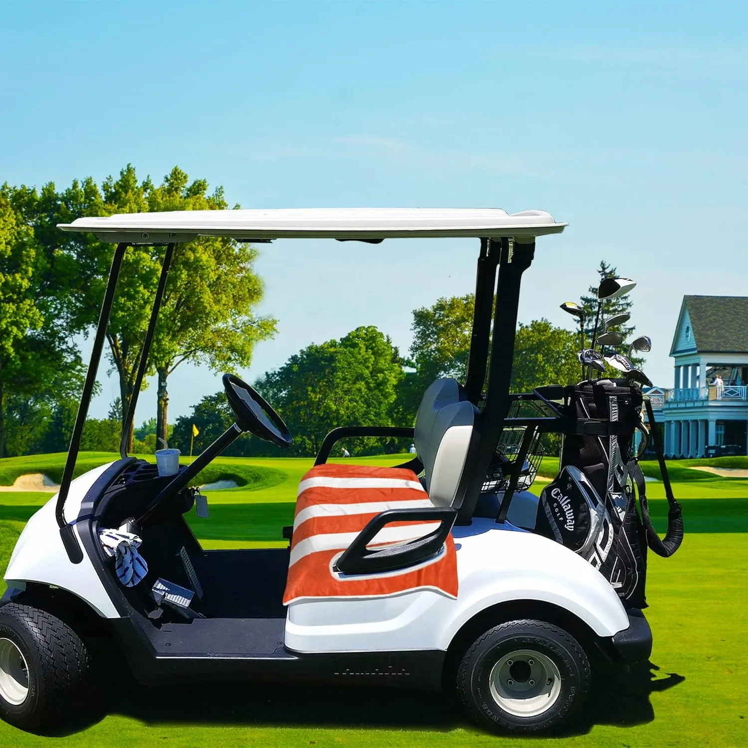 YOKYHOM Golf Cart Seat Covers, Classic Style Golf Cart Seat Towel Blanket Keeps Seat Comfortable and Clean, 100% Microfiber, Suits Yamaha, EZGO, Club Car and More 2-Seat Golf Carts, 51''x 31''