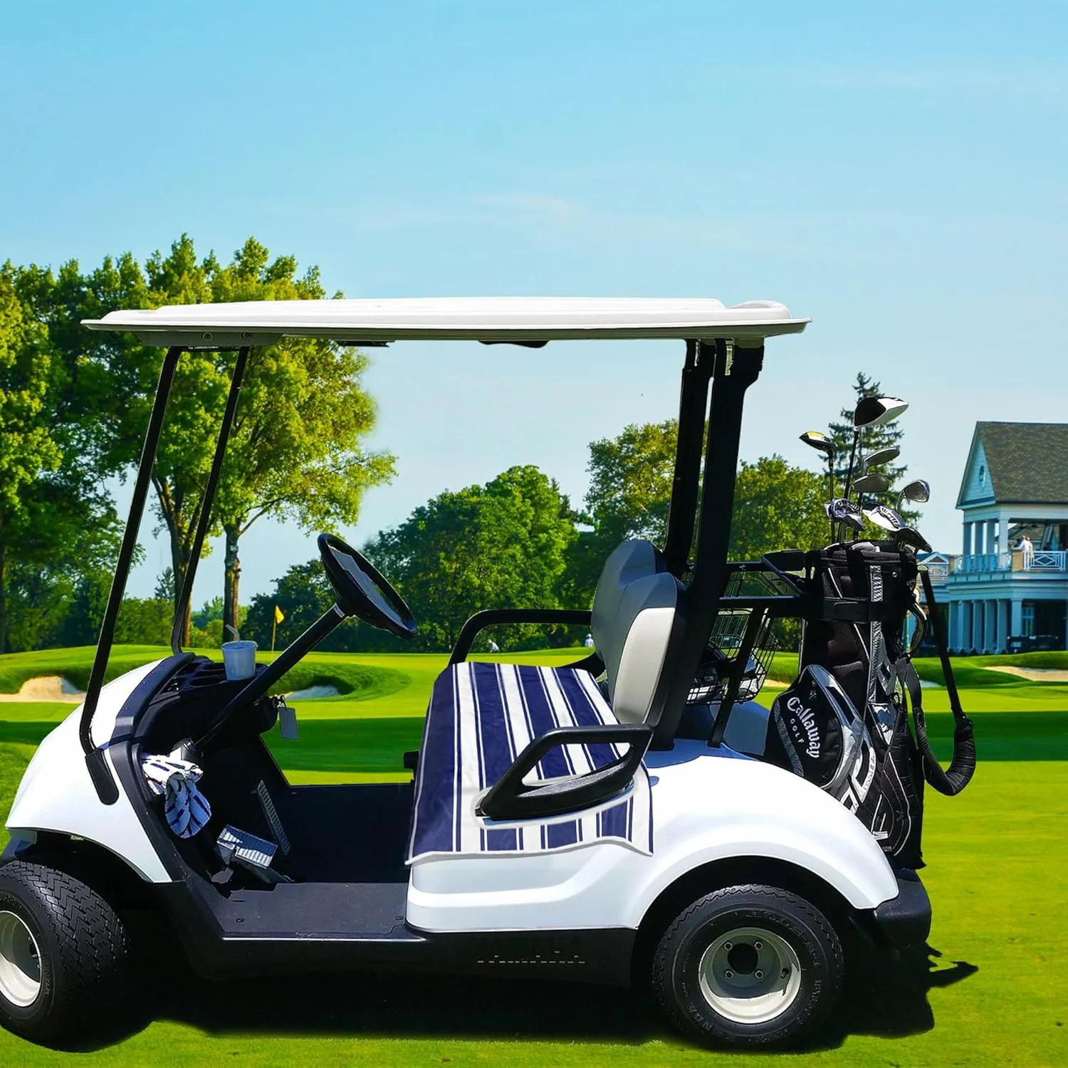 YOKYHOM Golf Cart Seat Covers, Classic Style Golf Cart Seat Towel Blanket Keeps Seat Comfortable and Clean, 100% Microfiber, Suits Yamaha, EZGO, Club Car and More 2-Seat Golf Carts, 51''x 31''
