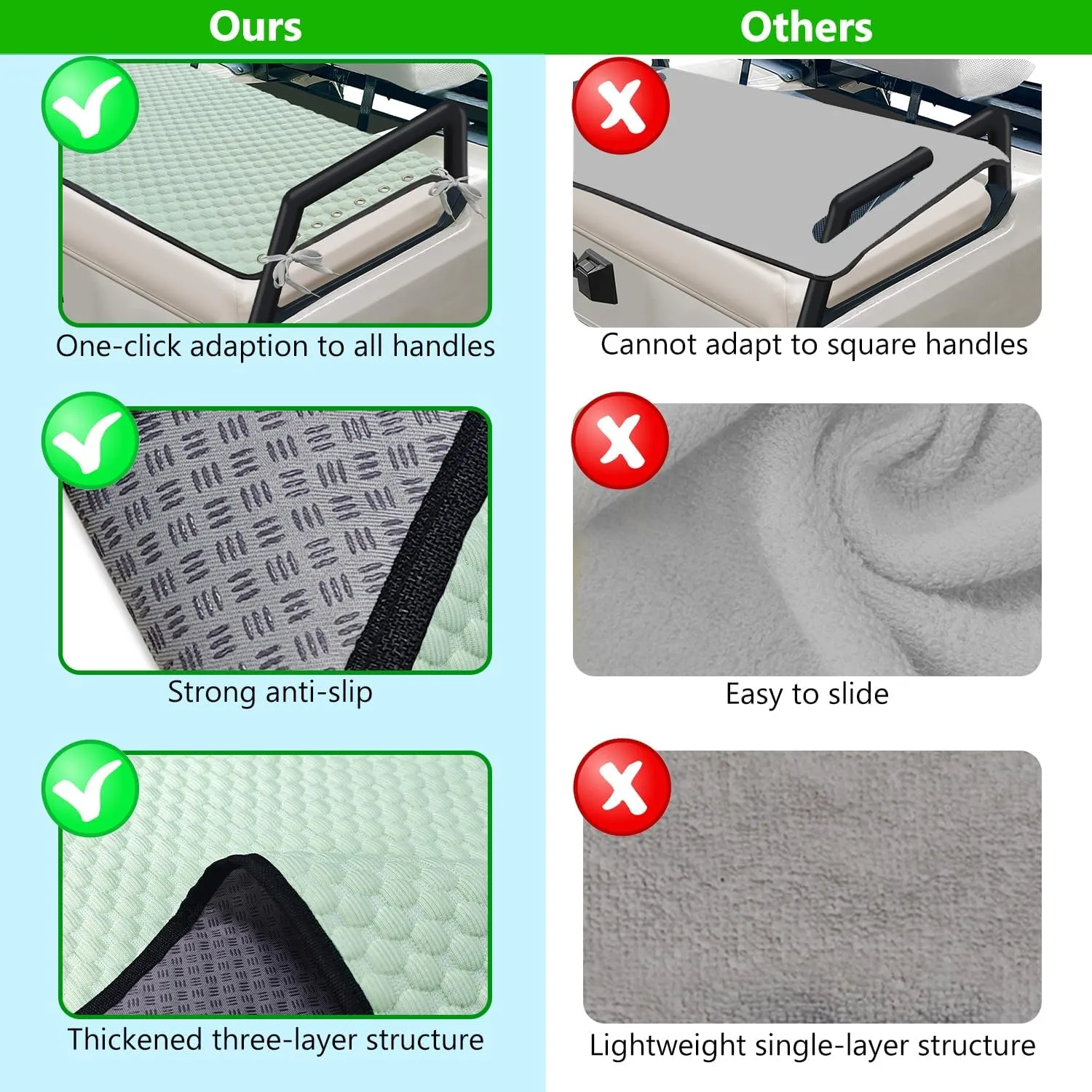 YOKYHOM Golf Cart Seat Covers, Ice Silk Fabric Golf Cart Seat Towel Blanket, Anti-Slip Low Surface   Adaptable Tie Rope Design, Perfect for Yamaha, EZGO, Club Car and More Golf Carts (39''x 22'')