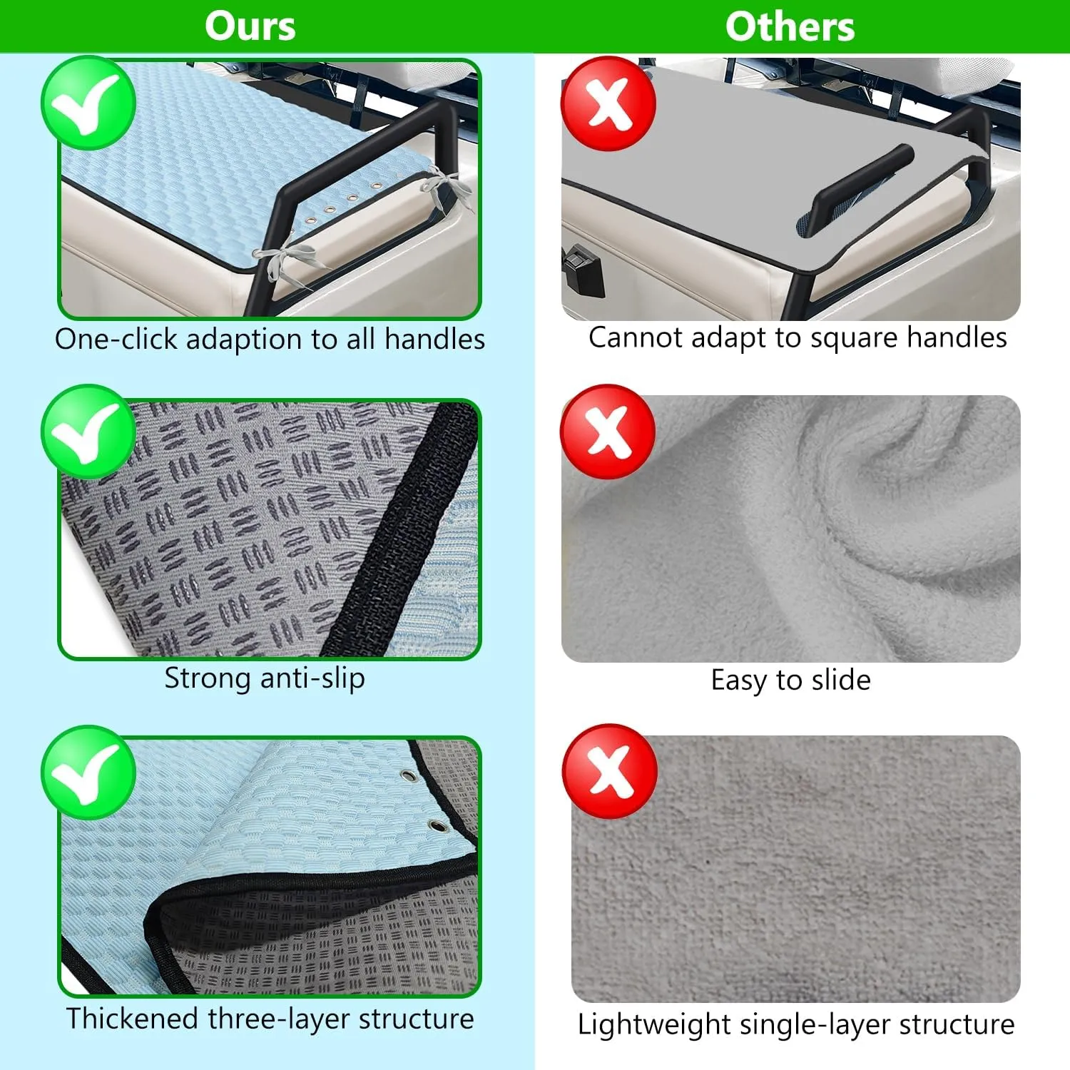 YOKYHOM Golf Cart Seat Covers, Ice Silk Fabric Golf Cart Seat Towel Blanket, Anti-Slip Low Surface   Adaptable Tie Rope Design, Perfect for Yamaha, EZGO, Club Car and More Golf Carts (39''x 22'')