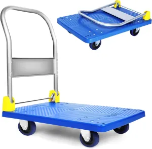 YSSOA Foldable Push Cart Dolly | Heavy Duty Platform Truck with 880 lbs. Capacity | Collapsible Cart with Wheels and Handle | Under Desk Space Saving 360° Swivel Hand Push Flatbed Moving Wagon
